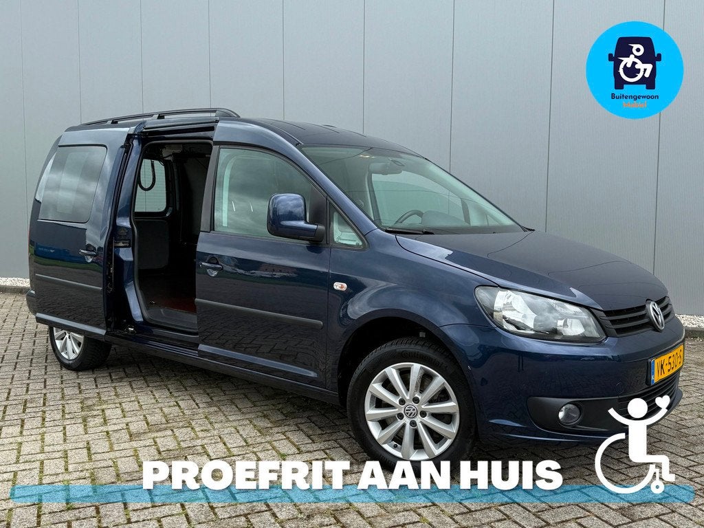 Volkswagen Caddy Maxi Rolstoelauto Handgas Tillift Airco Aut, Auto's, Volkswagen, Euro 5, Stof, Gebruikt, 4 cilinders