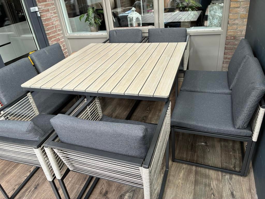 8-persoons tuinset met comfortabele kussens, Ophalen, Overige materialen, Eettafel, Tuinset