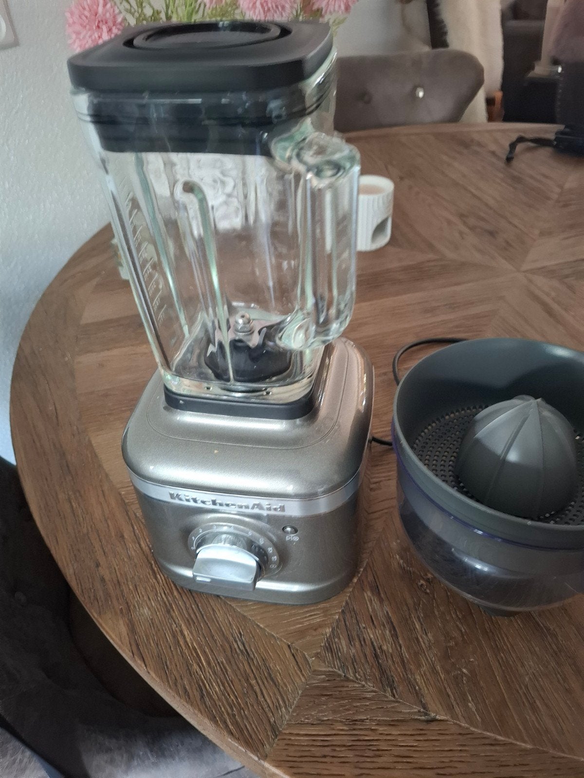 Kitchenaid artisan Blender met Citruspers Opzetstuk, 1 tot 2 liter, Ophalen, Zo goed als nieuw, 3 snelheden of meer