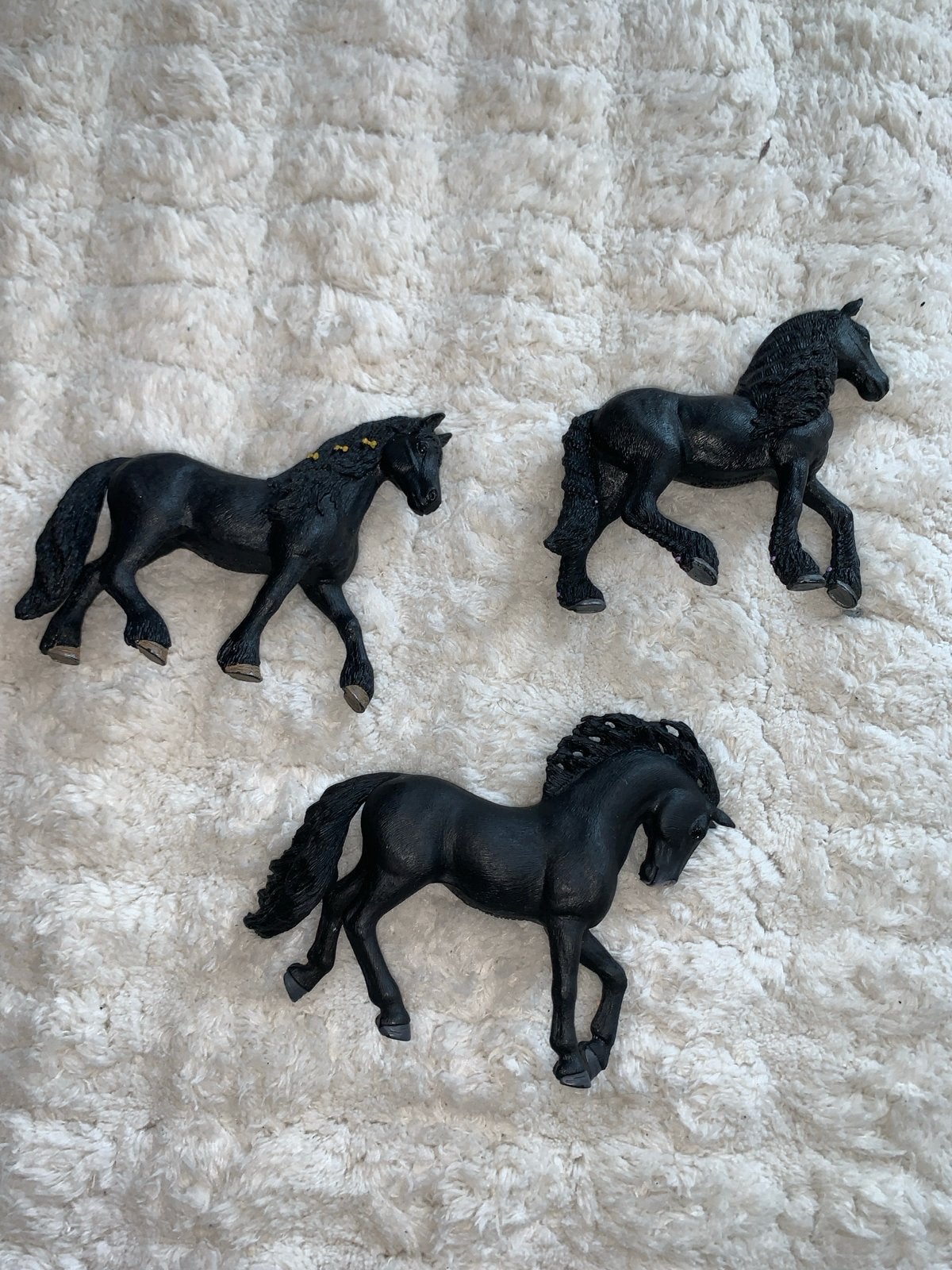 Set van 3 Schleich Friese paarden - Zwart, Ophalen of Verzenden, Zo goed als nieuw