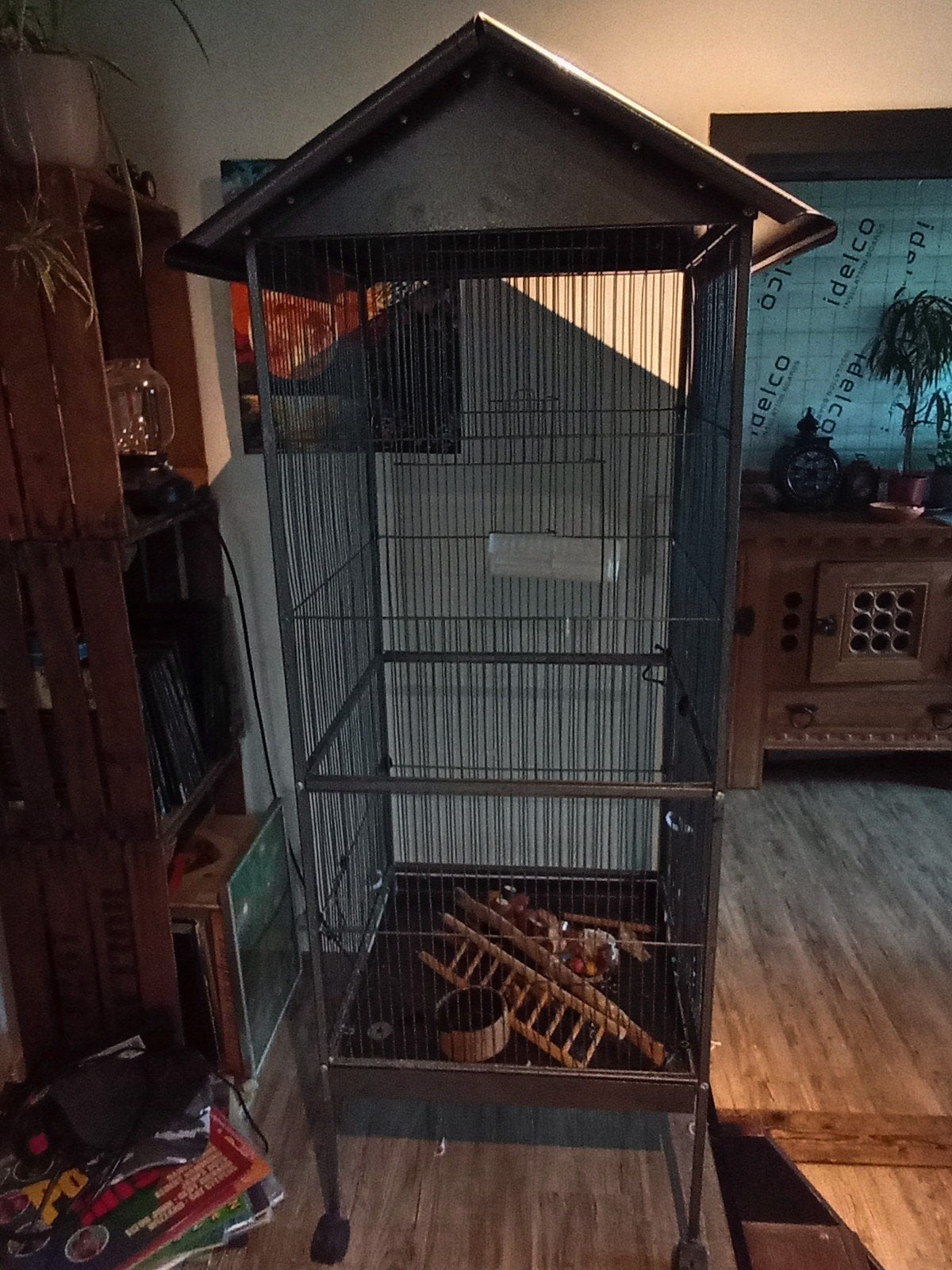 volgelkooi met toebehoren, Dieren en Toebehoren, Ophalen, Gebruikt, Metaal, Vogelkooi