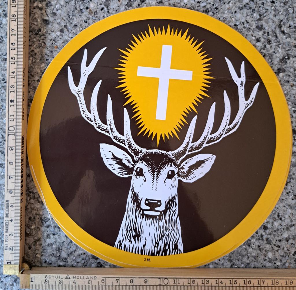 Grote vintage sticker Jägermeister sterke drank shotje, Ophalen of Verzenden, Zo goed als nieuw