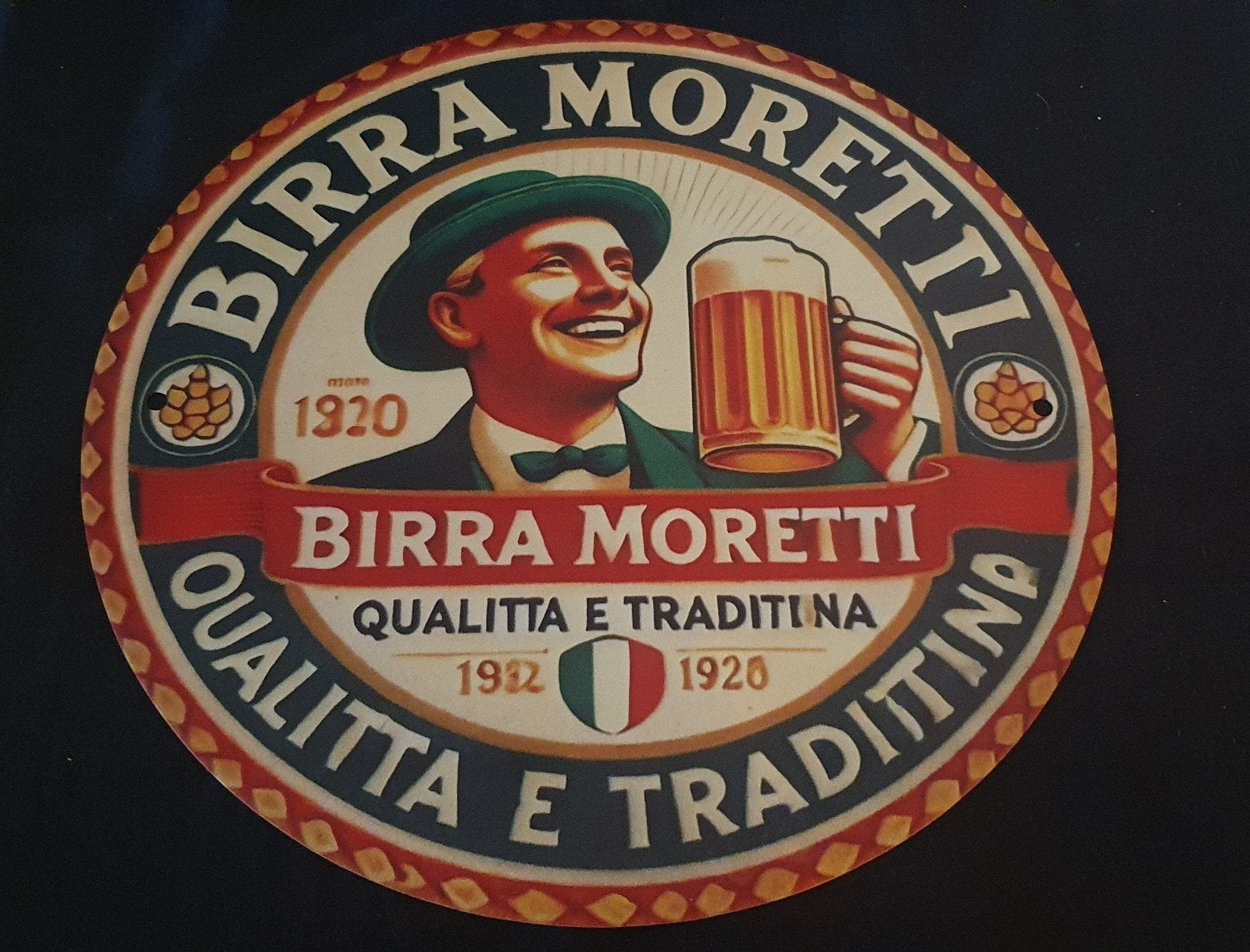 Wandbord van birra moretti, ideaal voor in de man cave, Ophalen of Verzenden, Nieuw, Reclamebord, Plaat of Schild, Overige merken