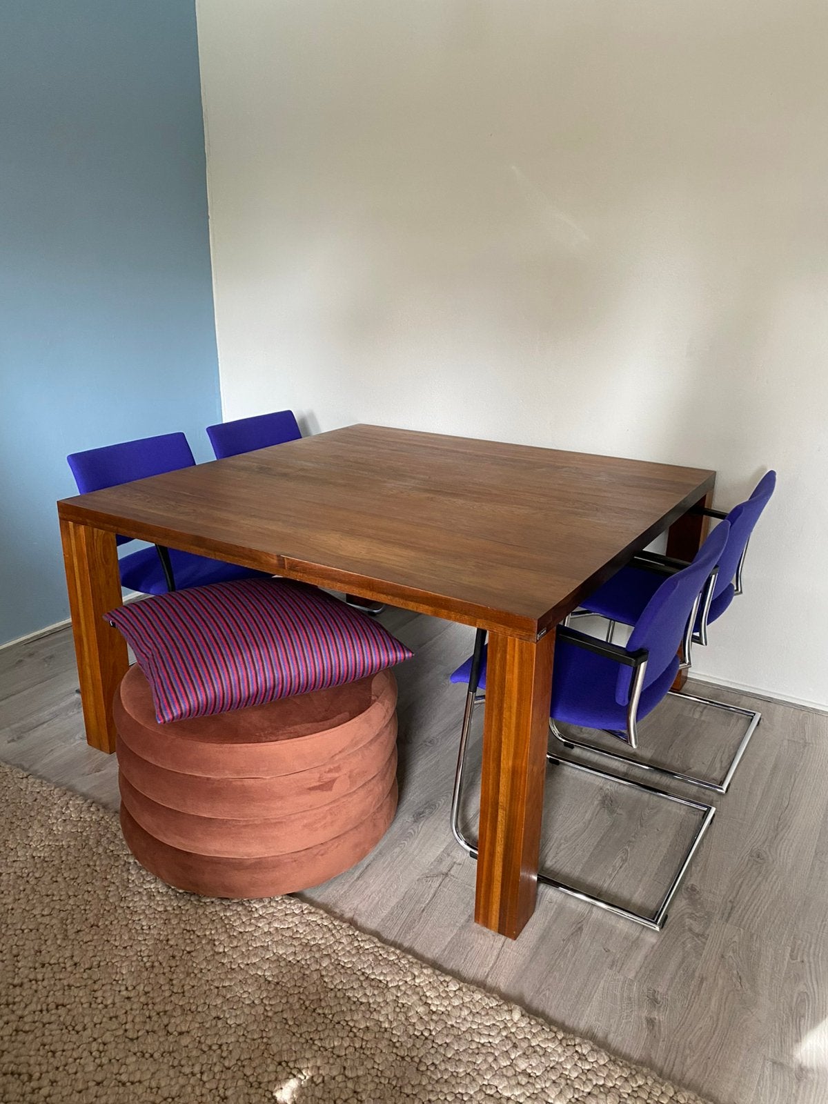 Prachtige design eettafel Bert Plantagie vierkant notenhout, Ophalen, Vierkant, HK Living, Mid Century, Modern, Eric Kuster, Leolux, Moooi, '50
