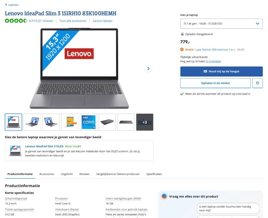 Foto 2 van Lenovo Laptop met Garantie! zgan