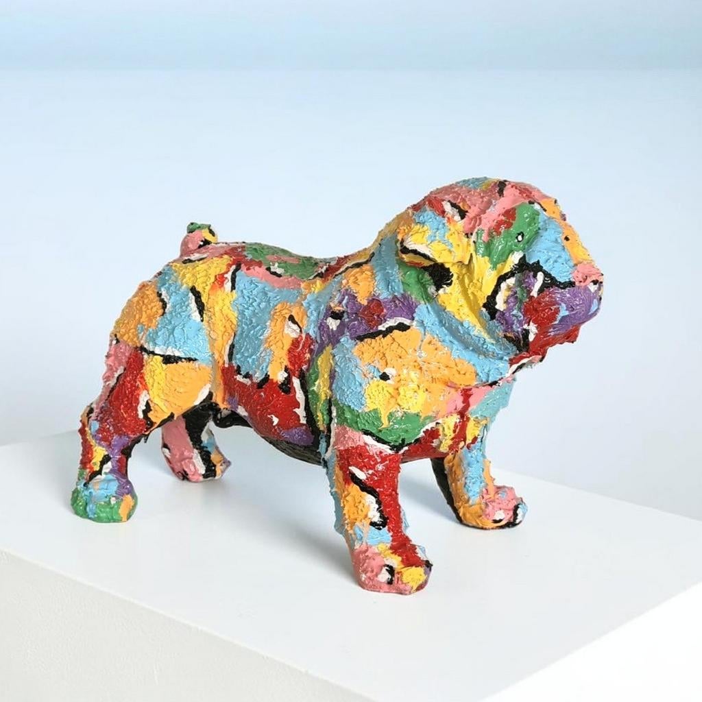 Franse bulldog beeld uniek & kleurrijke decoratie, Verzamelen, Ophalen, Nieuw, Dier