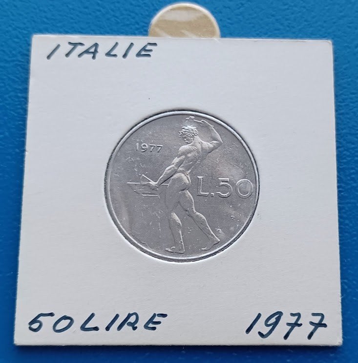 Italië 50 Lire - 1977 UNC, Verzenden, Italië, Losse munt