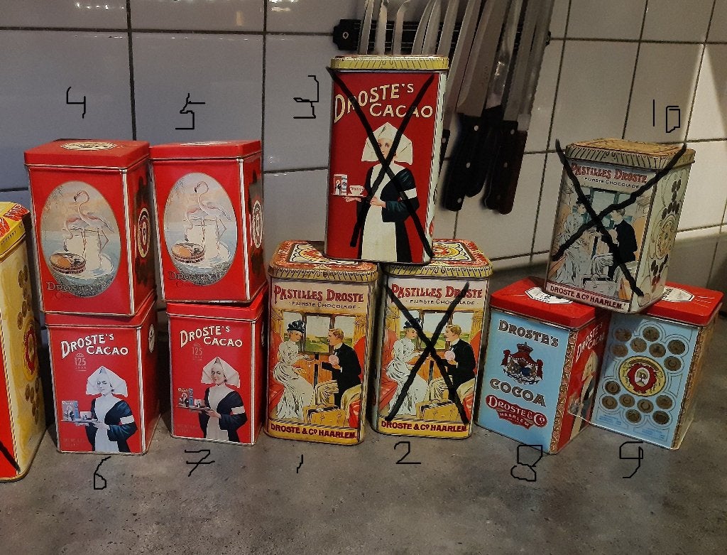 Droste cacao blikken, Verzamelen, Ophalen of Verzenden, Gebruikt, Overige, Droste