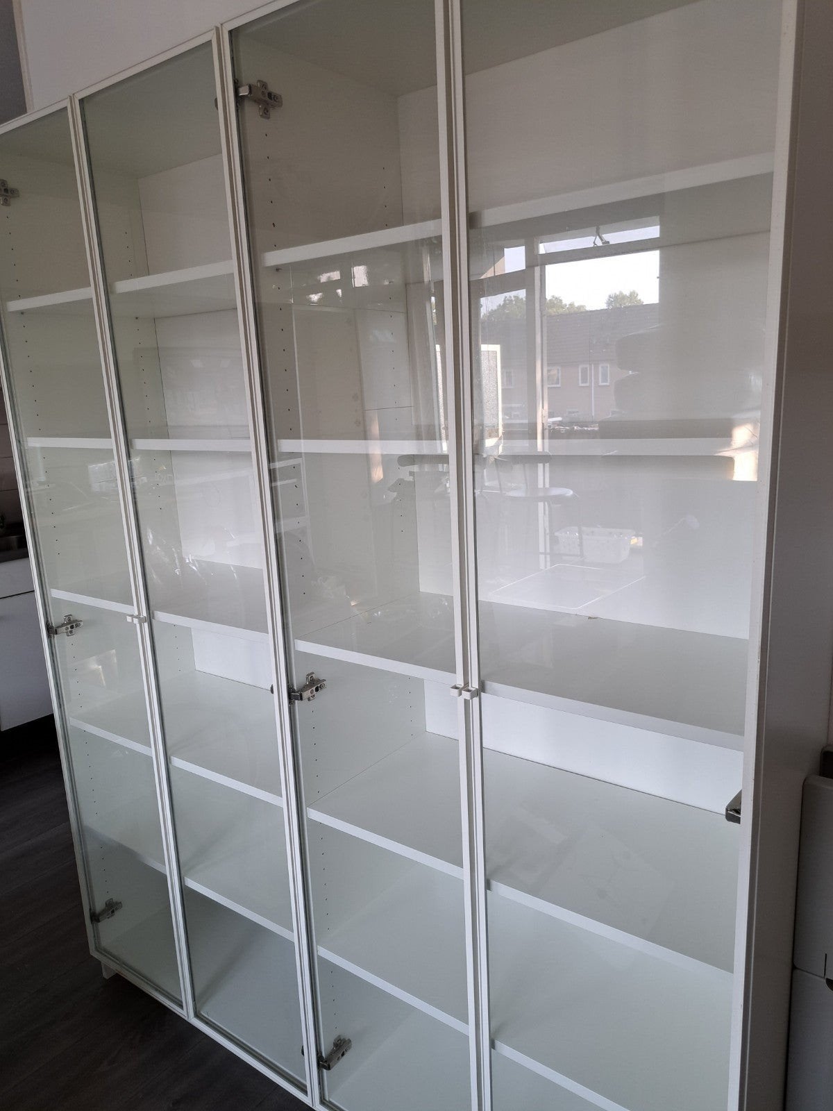 IKEA Billy Boekenkast wit met Hogbo vitrinedeuren, Ophalen, Modern, Scandinavisch, 200 cm of meer, 50 tot 100 cm
