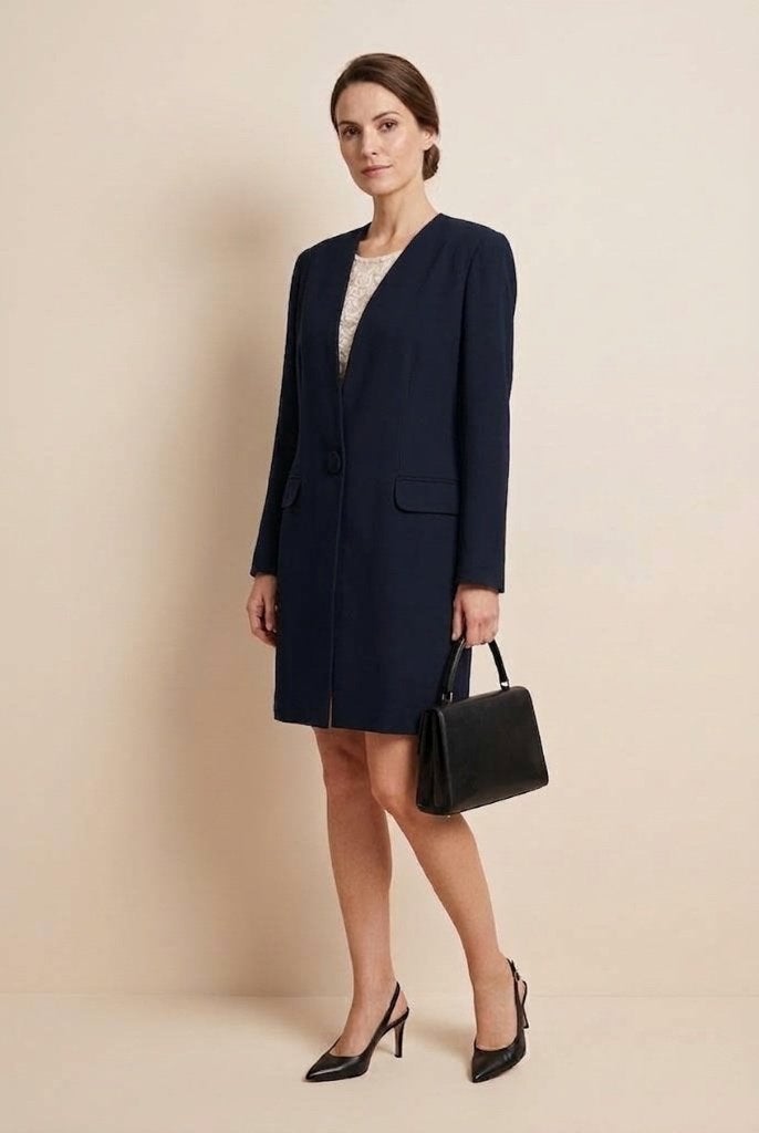 Natan lang donkerblauw colbert jasje wool blend blazer 42, Maat 38/40 (M), Zo goed als nieuw, Jasje, Natan