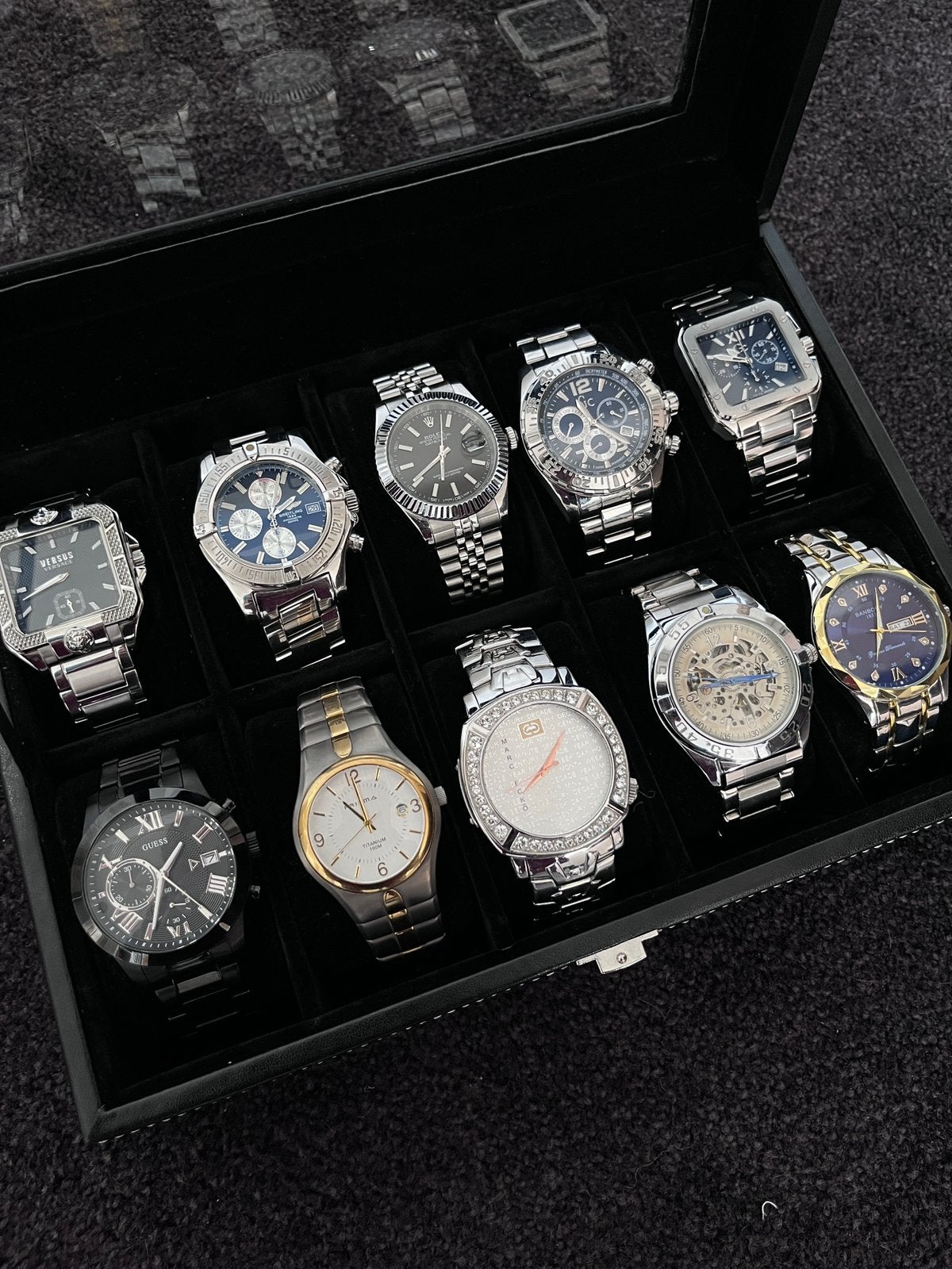 Horloge collectie (10 stuks) - Rolex, Breitling, Guess etc, Sieraden, Tassen en Uiterlijk, Horloges | Heren, Overige merken, Staal