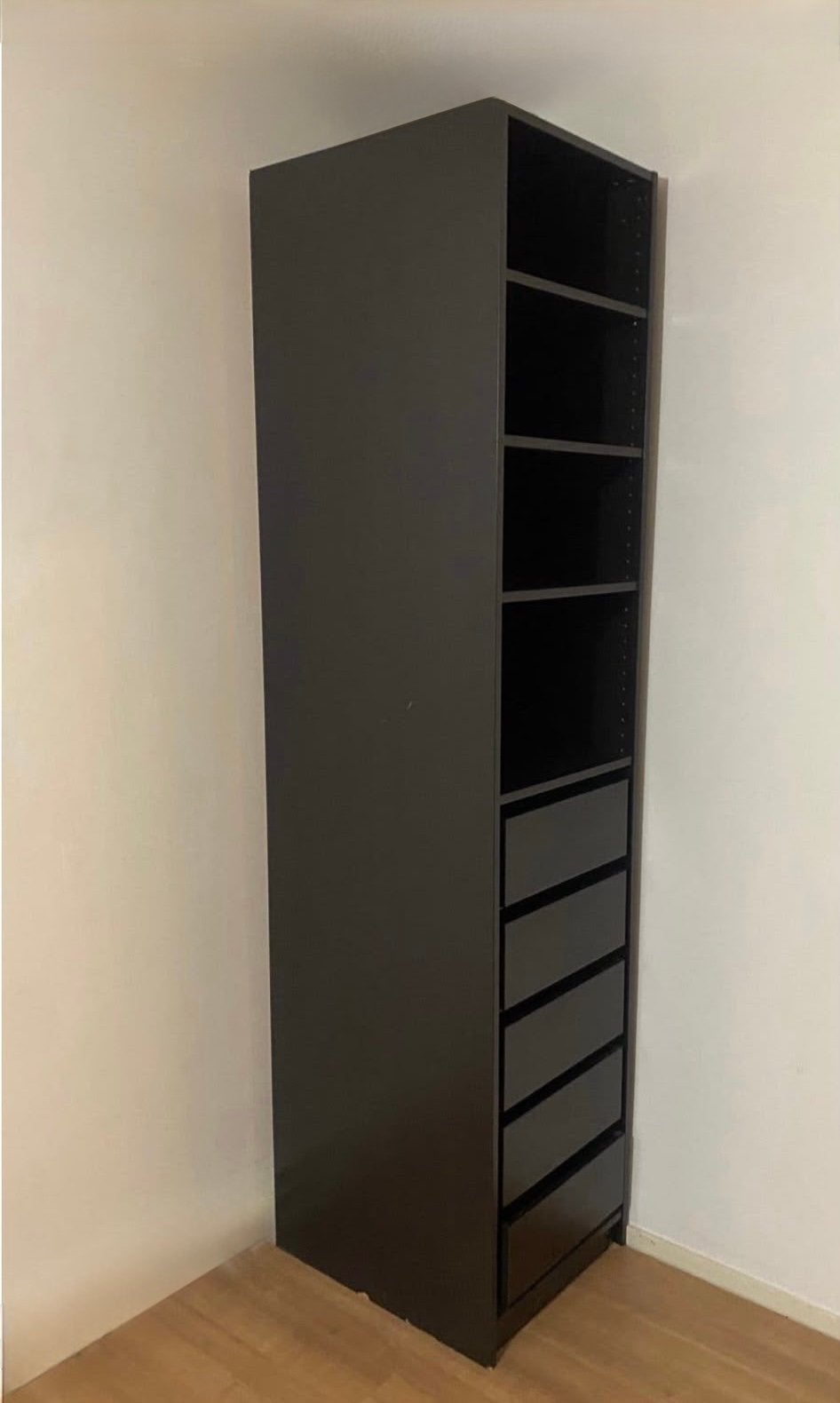Ikea pax kast eiken bruin met lades en planken, Ophalen, Zo goed als nieuw, 50 tot 75 cm, 200 cm of meer