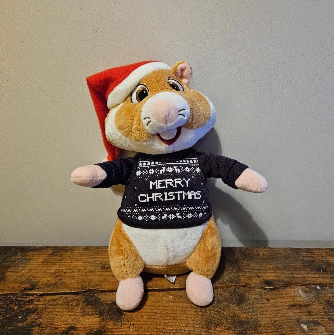 AH Kerst Hamster met Paarse Kersttrui - 30 cm, Paars, Albert Heijn, Hamster, Ophalen of Verzenden