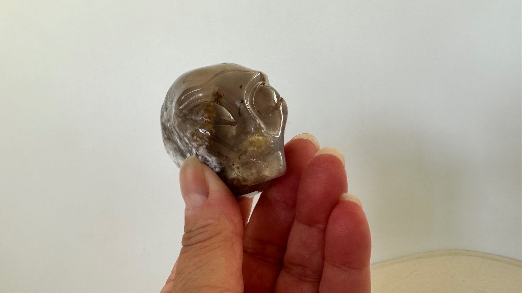 Bloemagaat alien kristallen schedel/crystal skull, Verzamelen, Ophalen of Verzenden