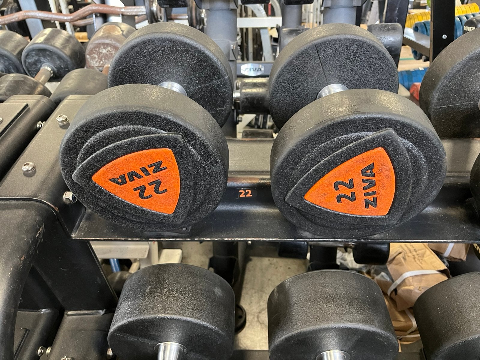2 x 22 kg rubberen ziva dumbbells dumbbell set gewichten, Dumbbell, Gebruikt, Dumbbells, Ziva