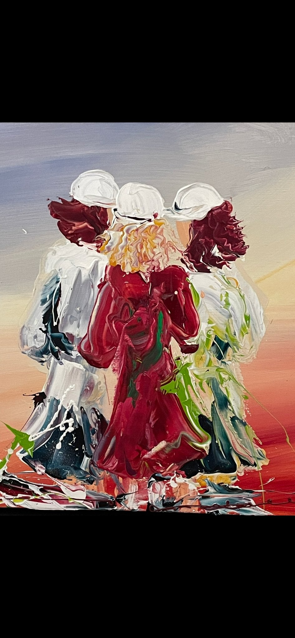 Schilderij Drie Vrouwen in Levendige Kleuren, Doek, Portret of Personen, Expressionistisch, Ophalen of Verzenden