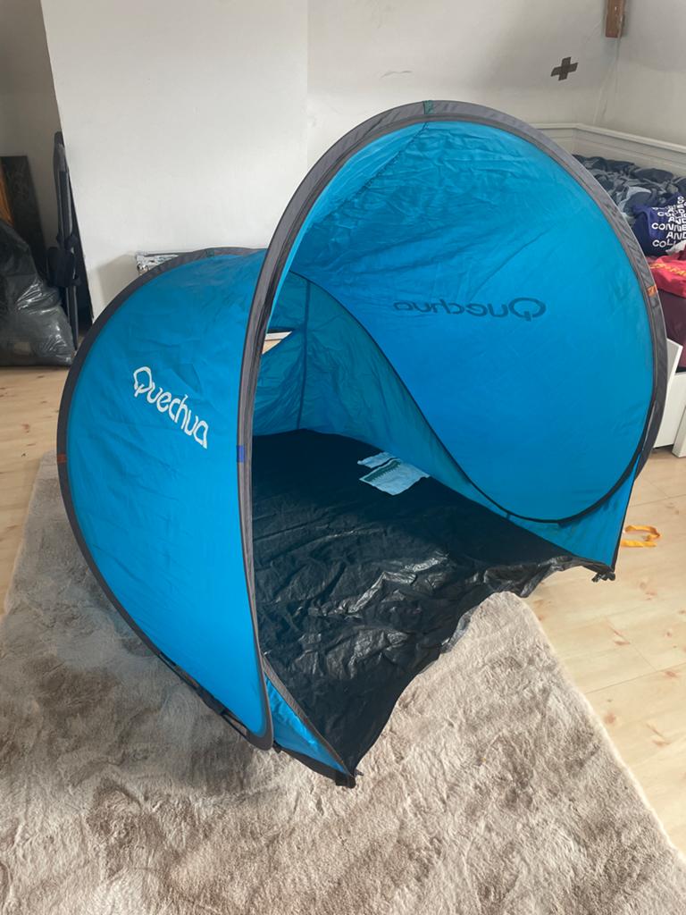 Quechua 2 seconds strant tent, Caravans en Kamperen, Tenten, Ophalen, Gebruikt, Tot en met 2