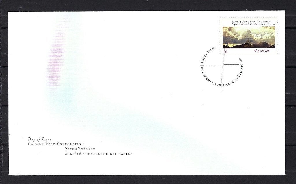 Canada FDC Mi. 1924 Seventh day adventists 2000, Ophalen of Verzenden, Onbeschreven, Rest van de wereld