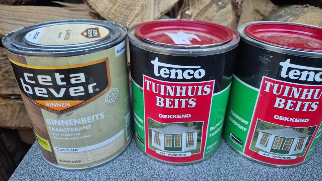 Diverse blikken beits en lak - CetaBever, Tenco, Spectrum, Gebruikt, Overige kleuren, Beits, Ophalen of Verzenden