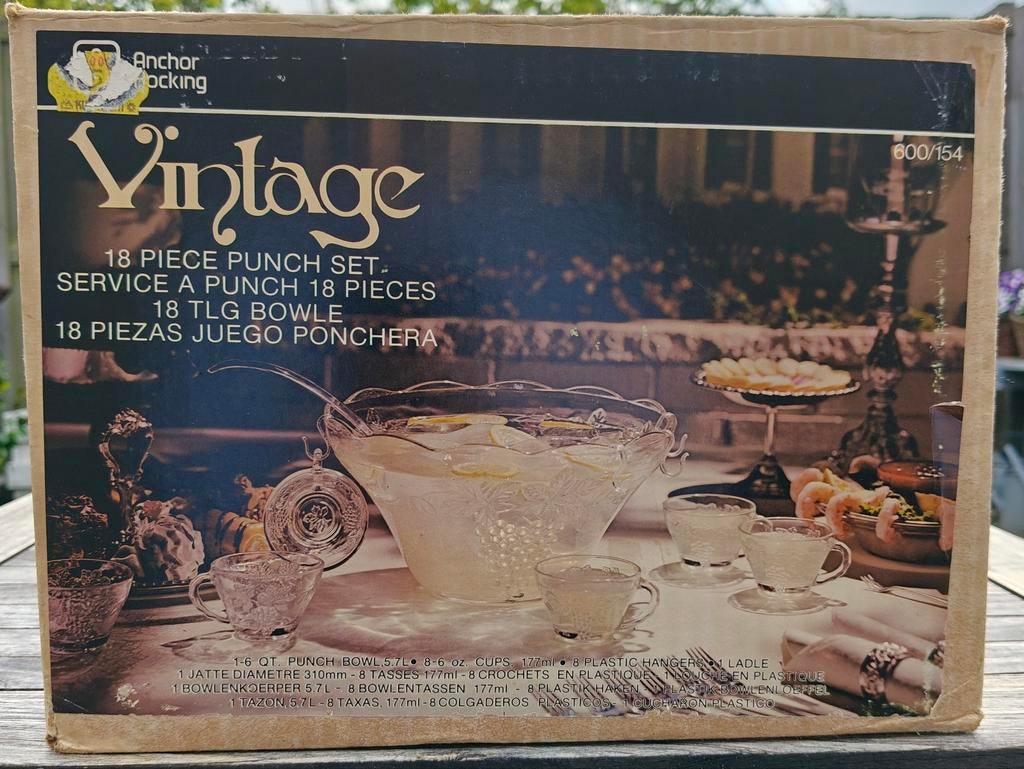 Vintage bowl set compleet, Ophalen, Glas, Overige stijlen, Schaal of Schalen