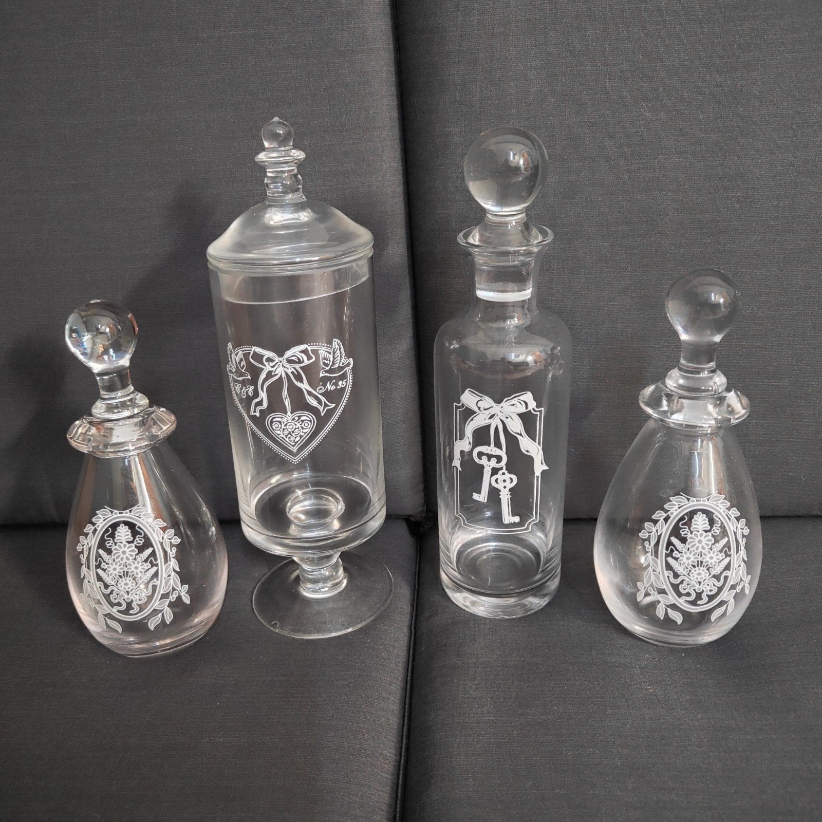 Diverse vintage glazen decoratie en opbergpotten, Ophalen of Verzenden