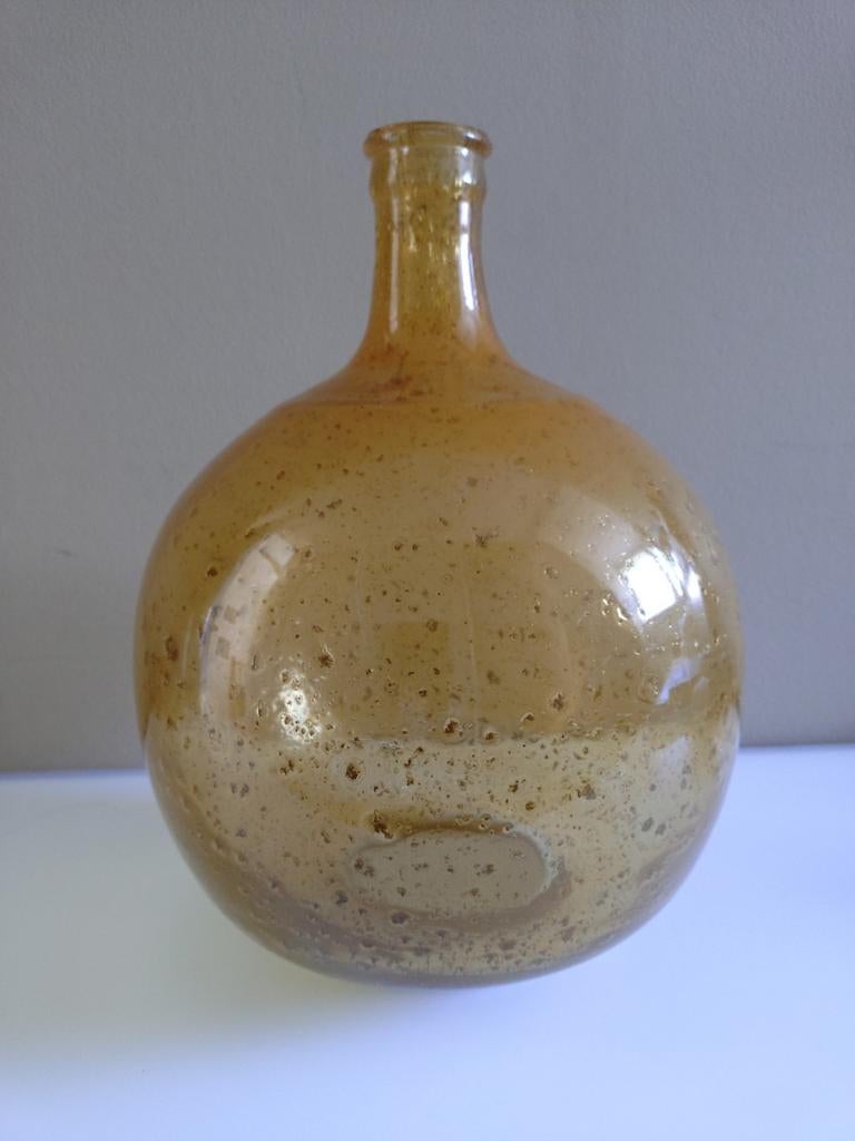 Te koop Casa Vivante decoratie vaas van geel glas  32 x 23, Ophalen, Geel, Nieuw, Glas