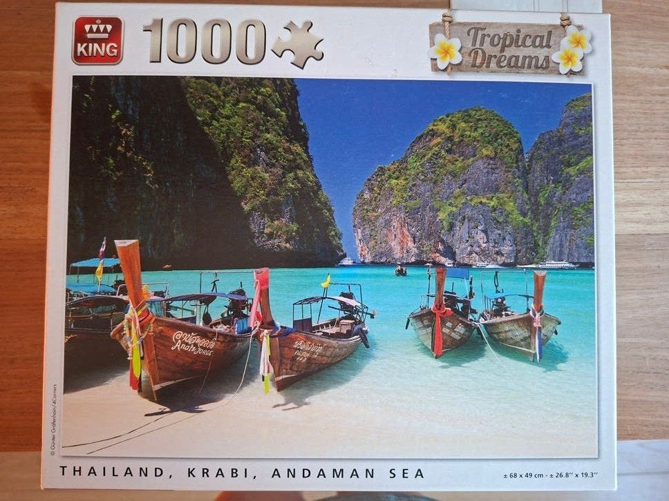 King puzzel 1000 stukjes Thailand, Krabi, Andaman Sea, Ophalen, 500 t/m 1500 stukjes, Zo goed als nieuw, Legpuzzel