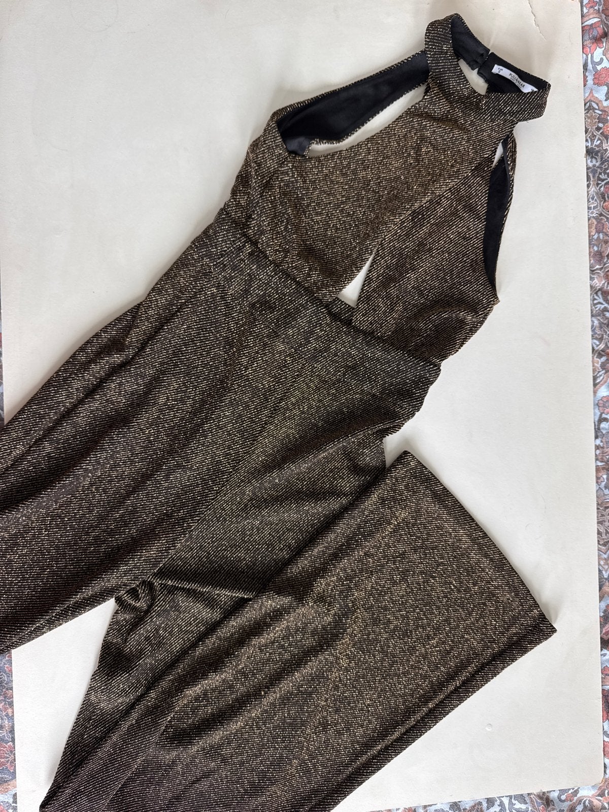 Pull&Bear Goudkleurige Glitter Jumpsuit Maat S, Kleding | Dames, Jumpsuits, Zo goed als nieuw, Maat 36 (S), Overige kleuren, Ophalen of Verzenden