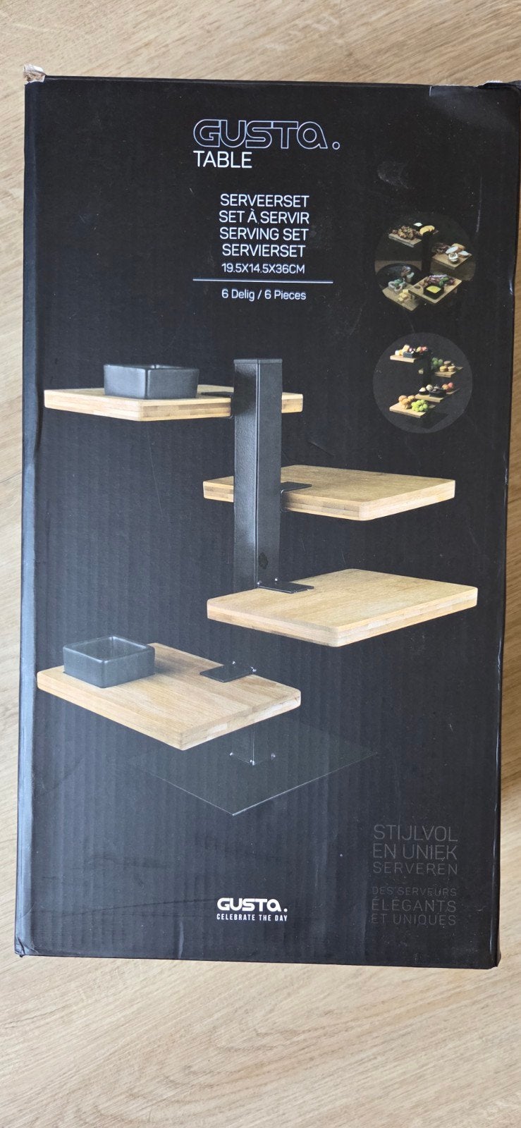 Gusta Serveerset - Stijlvol Bamboe en Metaal, Huis en Inrichting, Overige typen, Hout, Gusta, Ophalen of Verzenden