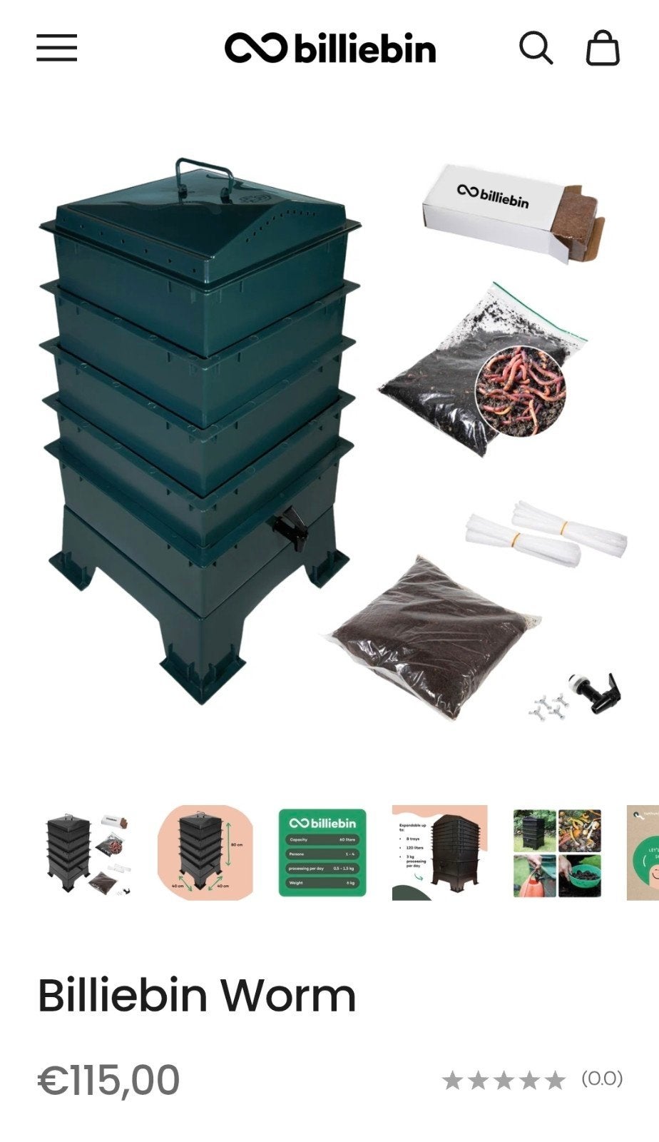 Billiebin Wormenhotel Starter Kit - Compostwormenbak, Ophalen of Verzenden, Nieuw
