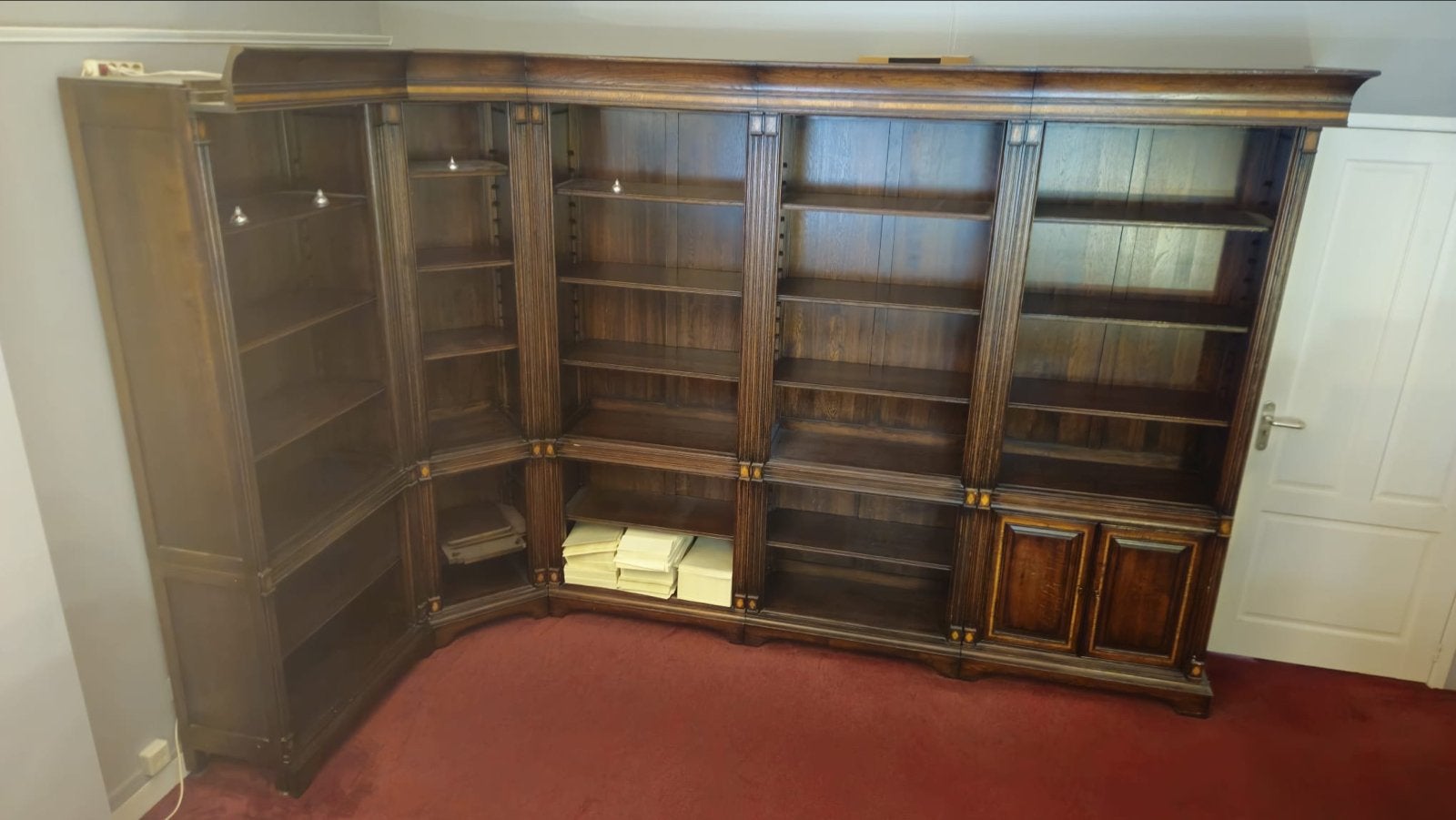 Antieke Eiken Boekenkast met Hoekelement, Antiek en Kunst, Ophalen of Verzenden