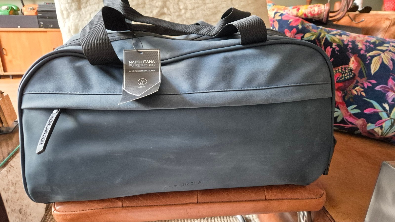 Norlander nieuwe tas met kaartjes blauw grijs, 40 tot 60 cm, 30 cm of meer, Blauw, Ophalen of Verzenden