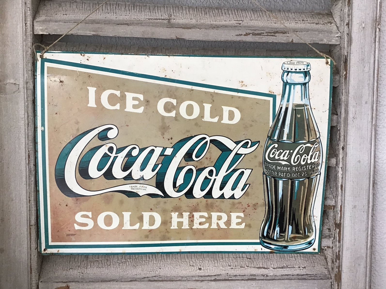 Coca Cola bord,oud blikken Cola Bord, Ophalen of Verzenden, Gebruikt, Reclamebord