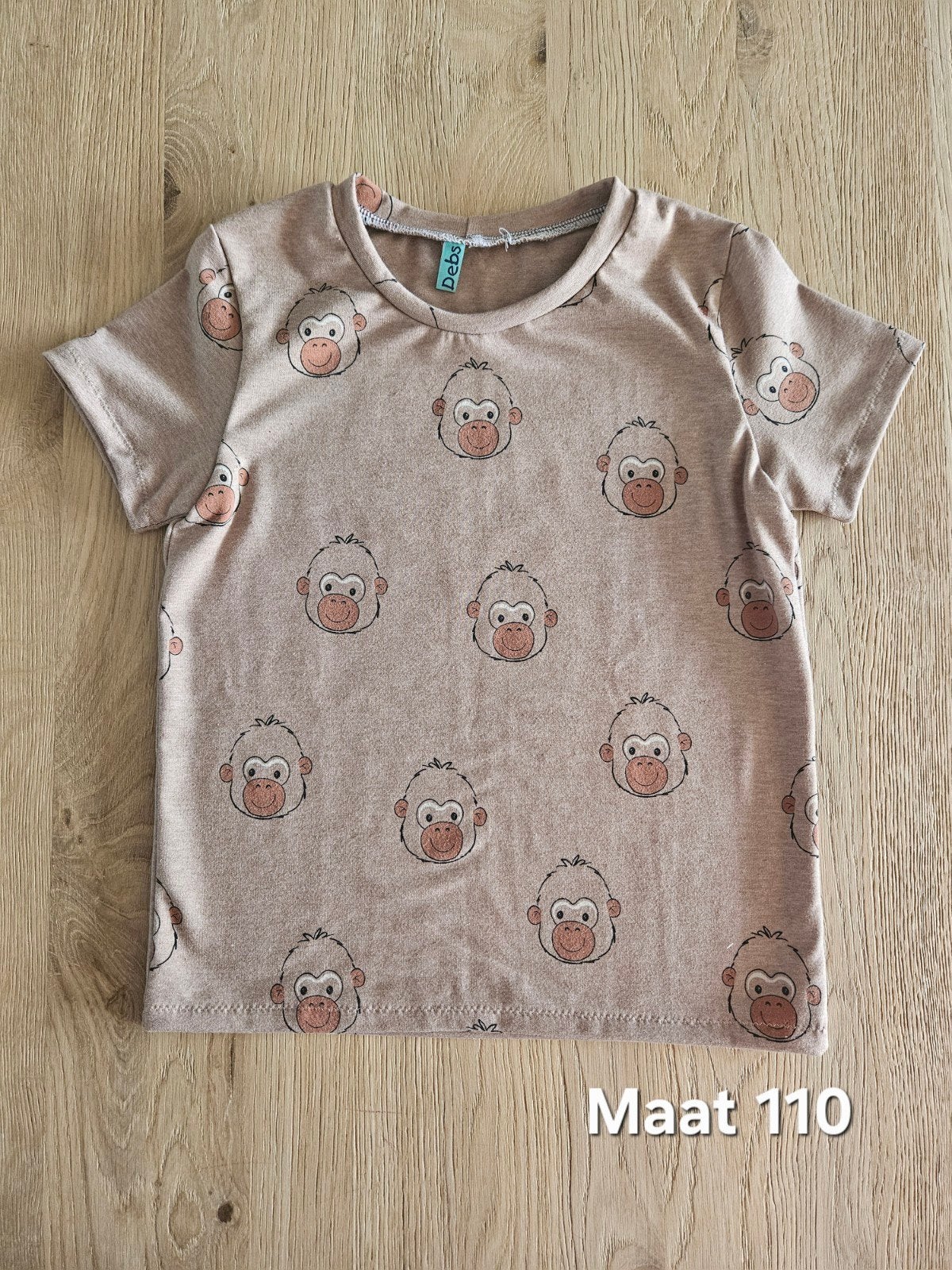 Handgemaakt T-shirt met apenprint van katoen tricot, Kinderen en Baby's, Kinderkleding | Maat 110, Jongen of Meisje, Nieuw, Ophalen of Verzenden