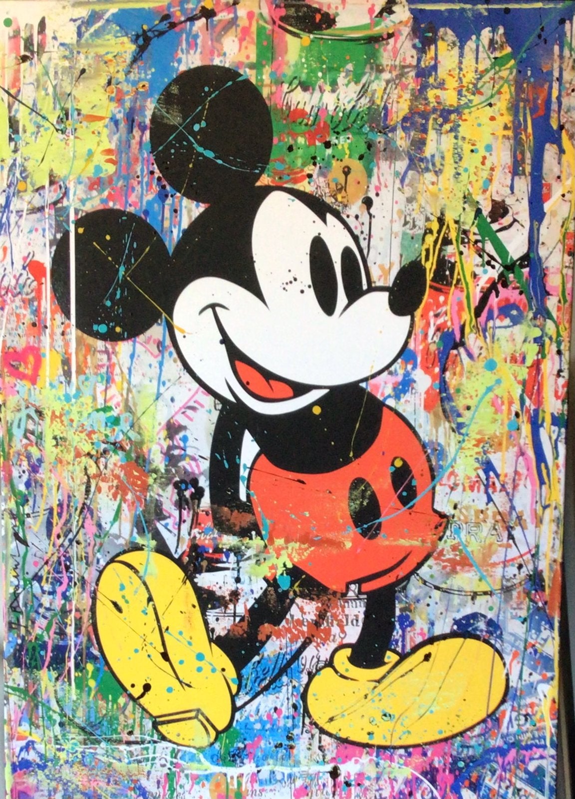 Mickey Mouse- Mixed Media- Katoenen canvasdoek-100x70cm, Ophalen of Verzenden, Mickey Mouse, Zo goed als nieuw