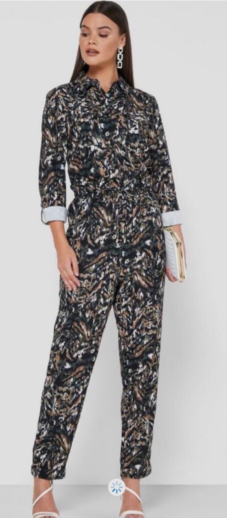 Ted Baker elegante vlotte jumpsuit kleurrijke print maat 36, Verzenden, Nieuw, Maat 36 (S), Meerkleurig
