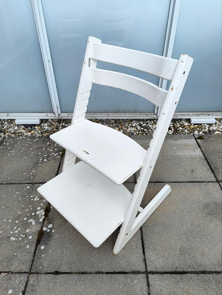 Stokke Trip Trap kinderstoel wit gebruikt 02, Ophalen of Verzenden, Gebruikt, Meegroeistoel