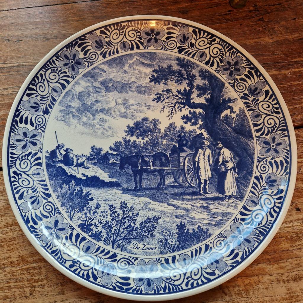 Delftsblauw wandbord 'De Zomer' - Chemteka, Ophalen of Verzenden
