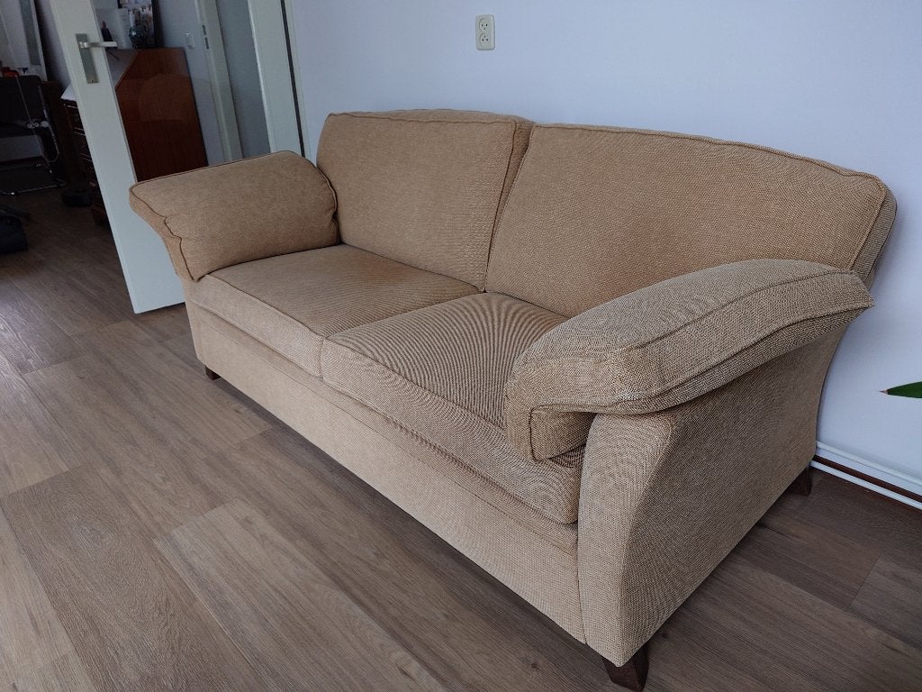 Gele stoffen 2,5 zitter bank, Ophalen, Gebruikt, 150 tot 200 cm, Tweepersoons