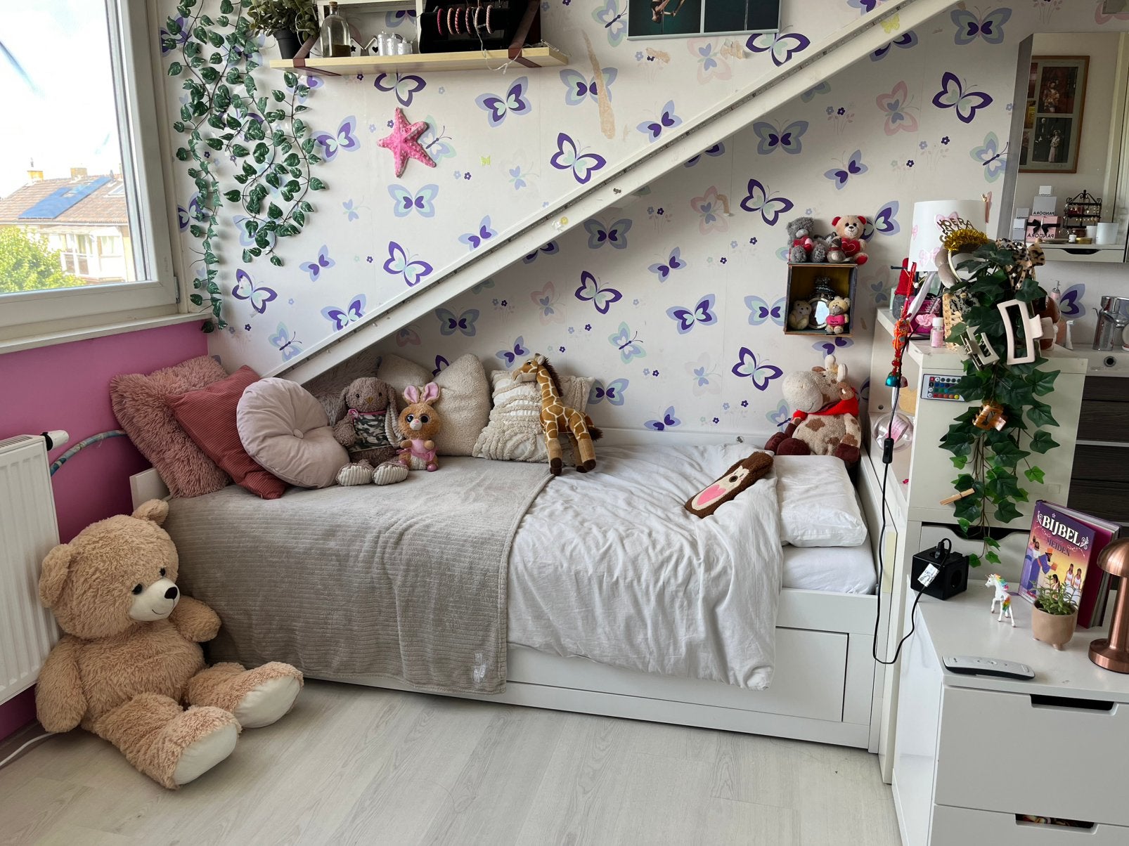 Uitschuifbaar bed IKEA, Ophalen, Verstelbaar, Wit, Tweepersoons