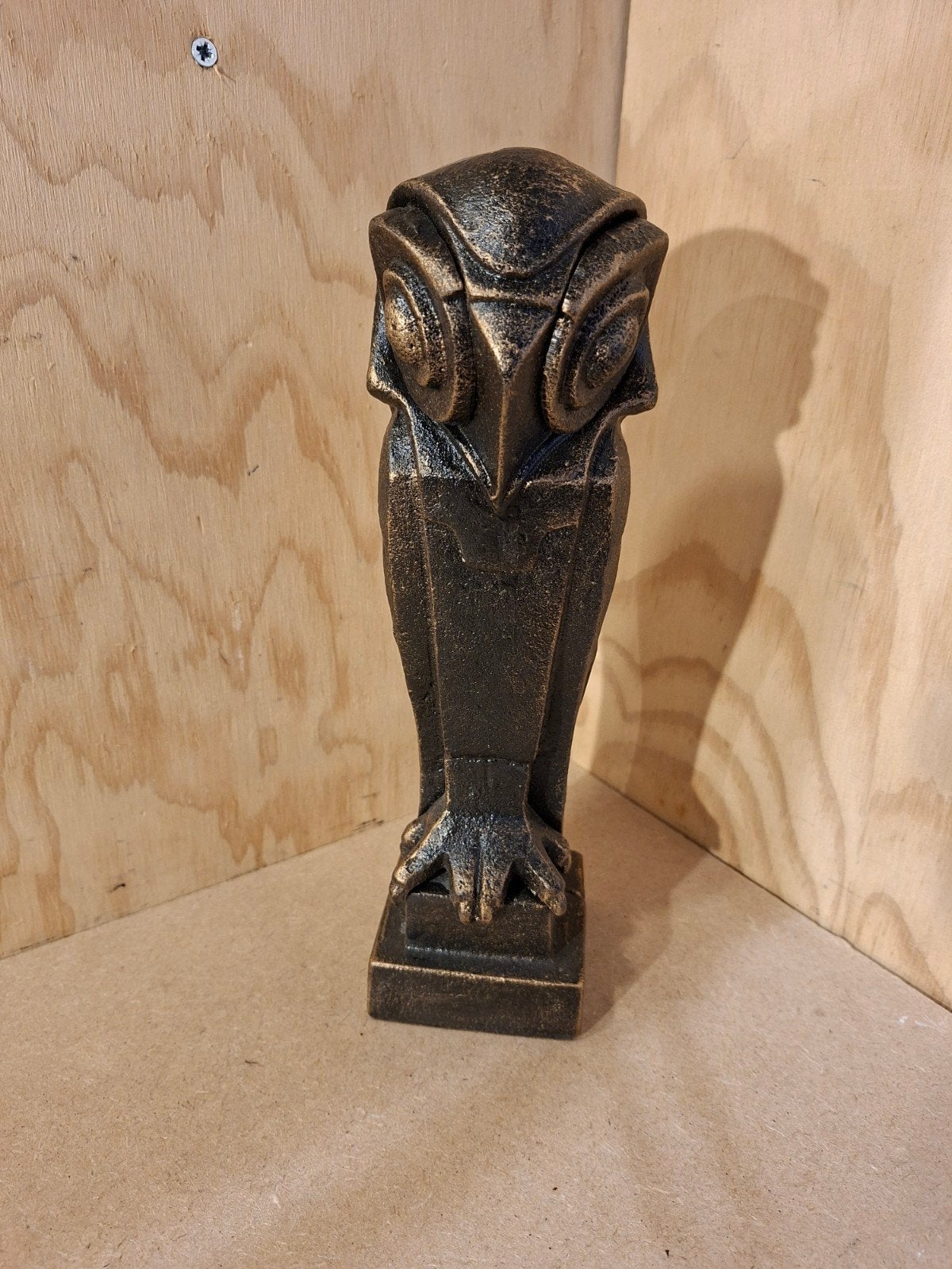 Art Deco Uil Beeldje - Bronskleurig Metaal, Minder dan 20 cm, Art deco, Ophalen of Verzenden, Beeld