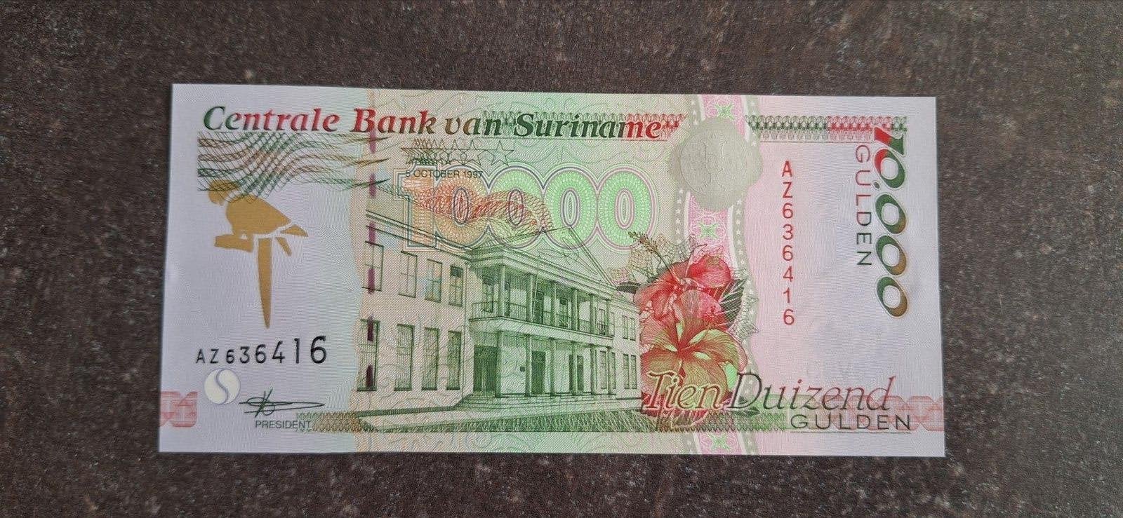 Suriname 10000 gulden 1997 UNC, Ophalen of Verzenden, Zuid-Amerika