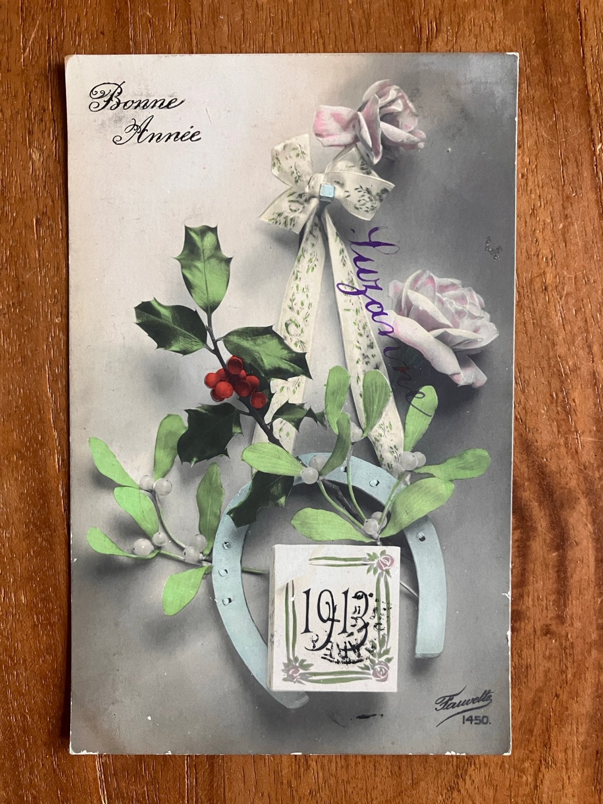Antieke Nieuwjaarskaart 1913 - Bonne Année, Ophalen of Verzenden, Voor 1920, Gelopen, Feest(dag)
