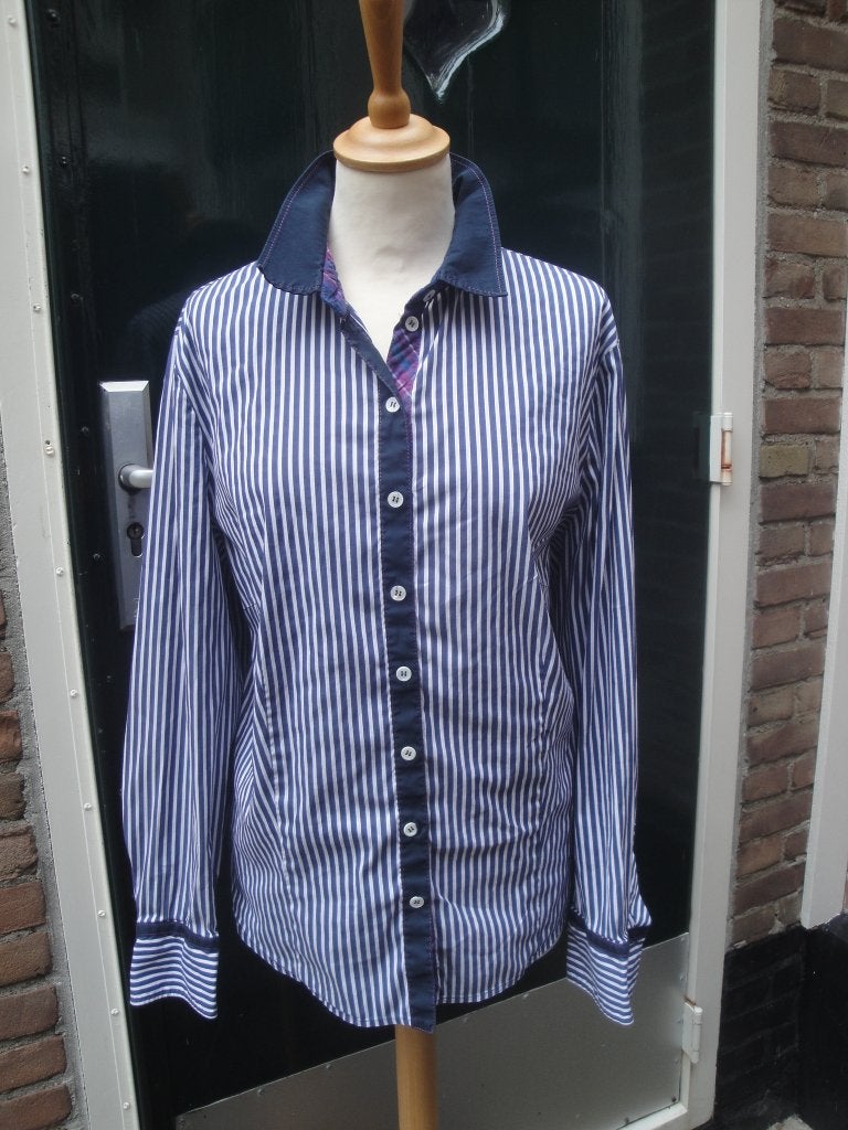 Blauw/witte blouse BASLER maat 46, Zo goed als nieuw, Verzenden, Blauw, Maat 46/48 (XL) of groter