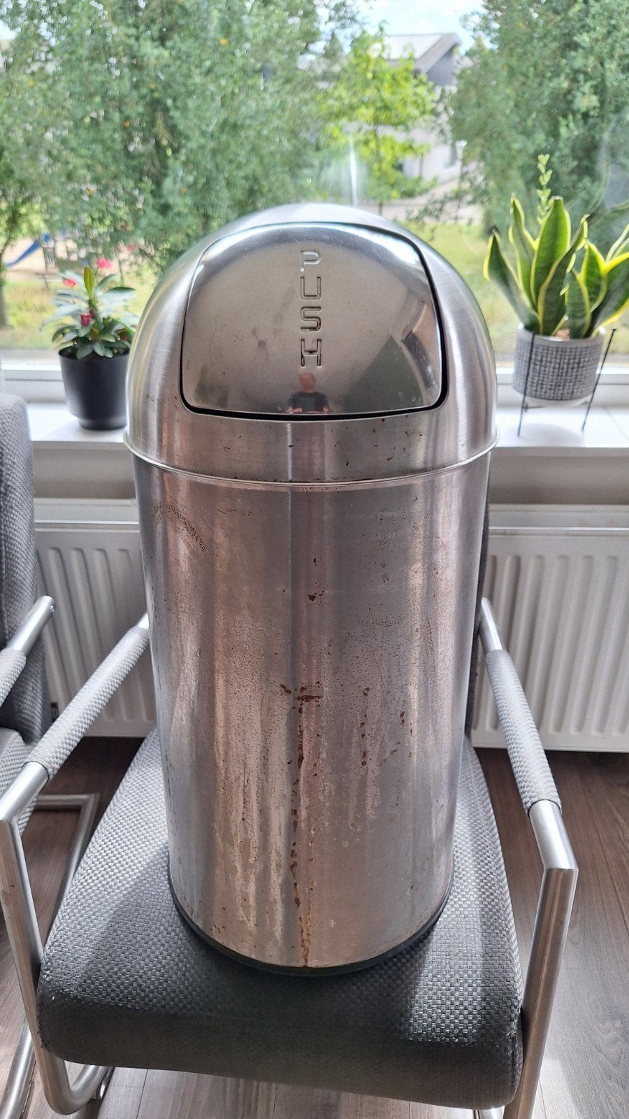 Afbalbak pushcan 35cmx75cm vuilnisbak, Ophalen, Gebruikt, Metaal, Industrieel