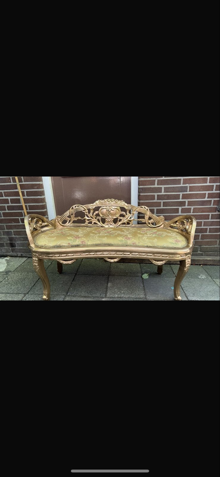 Gouden Barok Stijl Bankje - Elegante Slaapkamerbank, Ophalen