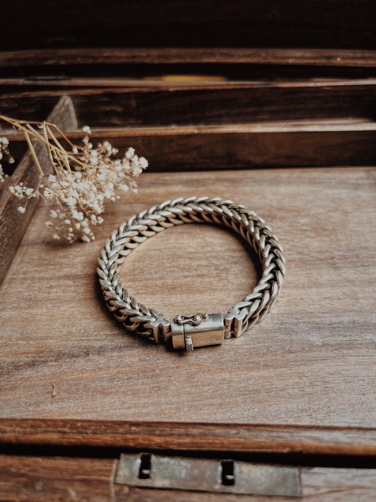 925 Sterling Zilveren Schakelarmband (man) – Handgemaakt, Ophalen of Verzenden, Zo goed als nieuw, Zilver, Zilver