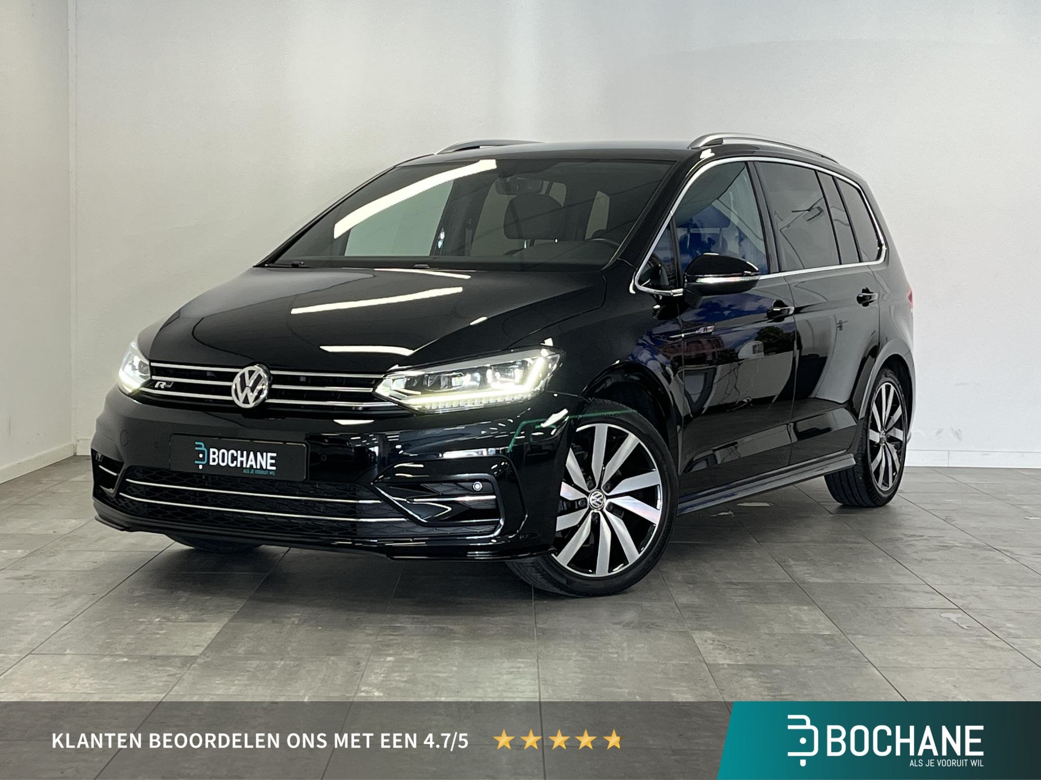 Volkswagen Touran 1.5 TSI 3x R-Line | Trekhaak | LED | Adapt, Auto's, Euro 6, 4 cilinders, Zwart, Origineel Nederlands