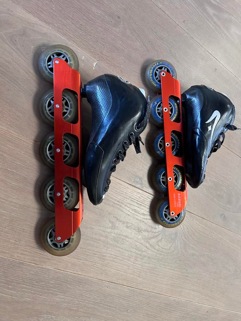 Skeelers Raps maat 38 met Azzuri onderstel, 5 wielen 80 mm, Overige merken, Gebruikt, Inline skates 5 wielen, Ophalen of Verzenden