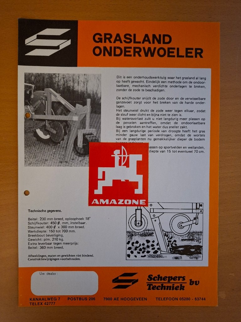 Folder Amazone grasland onderwoeler, Boeken, Ophalen of Verzenden, Gelezen, Tractor en Landbouw
